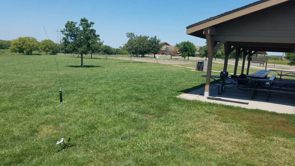 Field radio station set up at the Mahoney State Park in Nebraska.