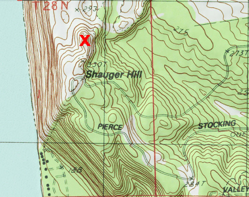 Topographic map of the southern part of the Sleeping Bear Dunes National Lakeshore.