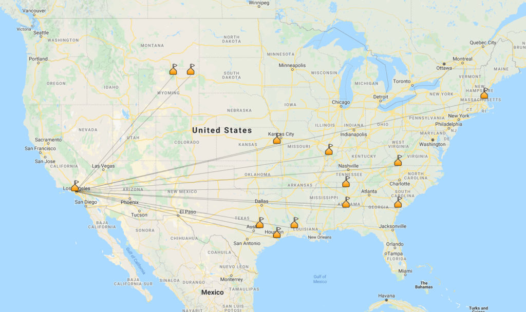 The map of my contacts made from K-0648 at Runyon Canyon Park.