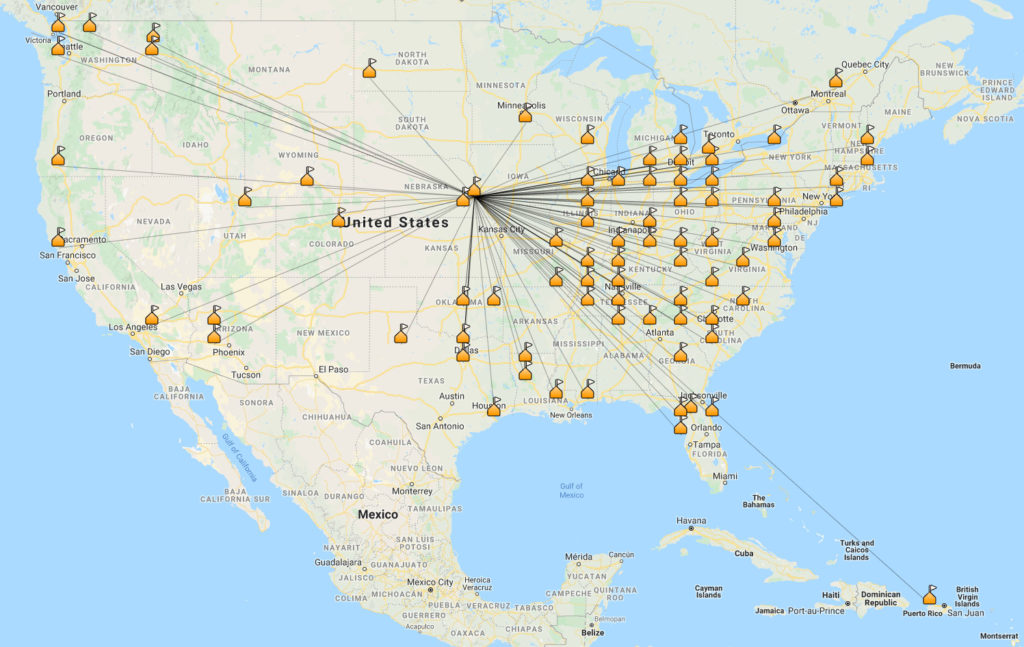 Map of the contacts I made during my latest activation of K-2614.